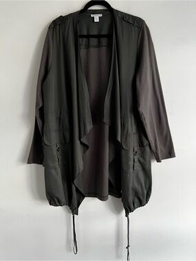 Carolina Belle Olive Green Draped Utility Jacket
